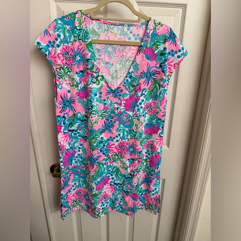 Lilly Pulitzer Pink and Blue Floral Swim Cover-Up